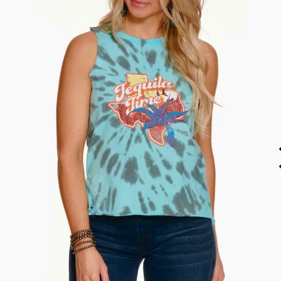 Rock & Roll Denim Tops - NWOT Rock & Roll Denim Tye Die Tequila Time Tank Sz XL
